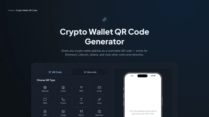 Screenshot of the tool covered in "Crypto Wallet QR Codes: One Format for Any Coin"