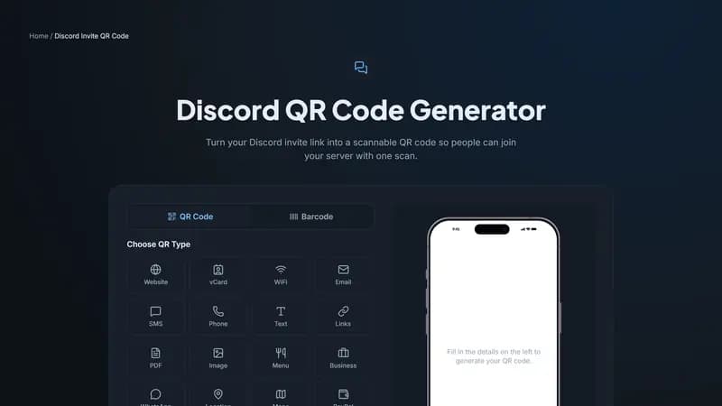 Screenshot of the tool covered in "How to Create a QR Code for Your Discord Server Invite"